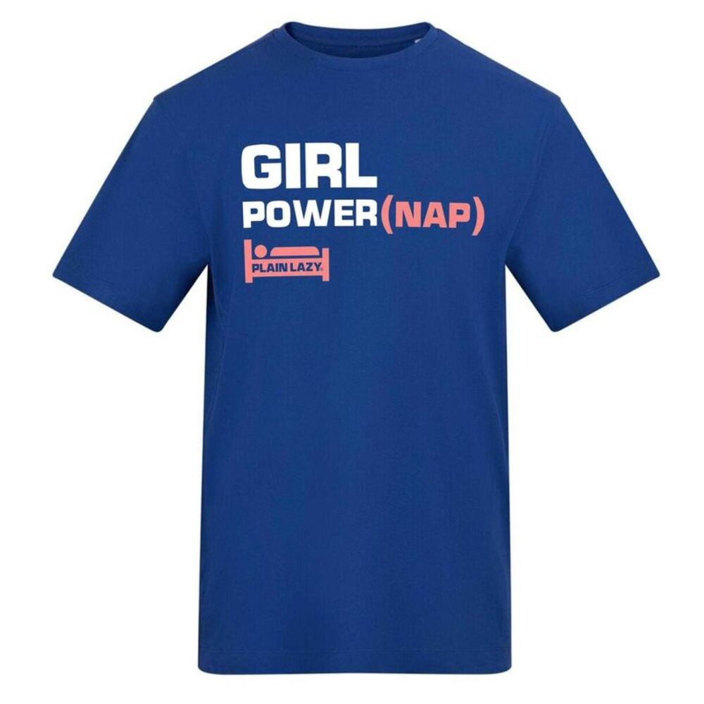 Plain Lazy Womens/Ladies Girl Power Printed T-Shirt / Blue